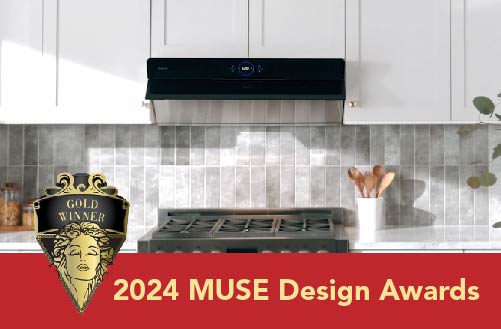 Pacific Kitchen’s PQ68 and PR-1988 Near-Suction Range Hoods Win MUSE Design Awards in the U.S.